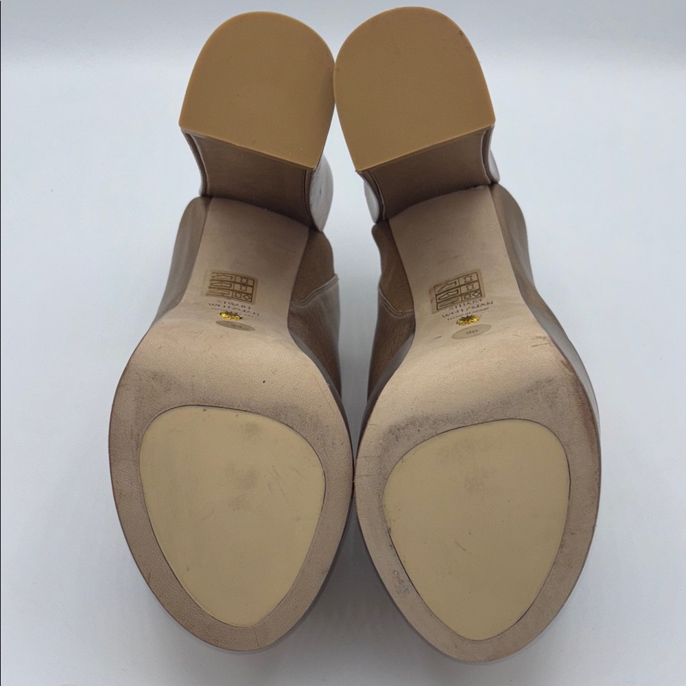 Stuart Weitzman Metallic Gold Mules SKYHIGH 145 Platform Slide Sandal Size 9 - Picture 10 of 13